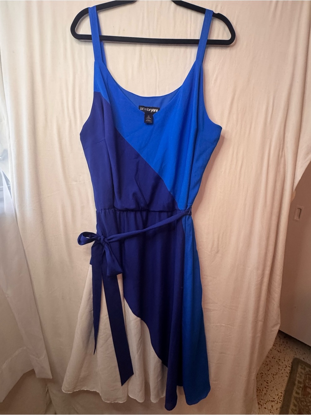 Lane Bryant Blue Colorblock Sleeveless Midi Dress